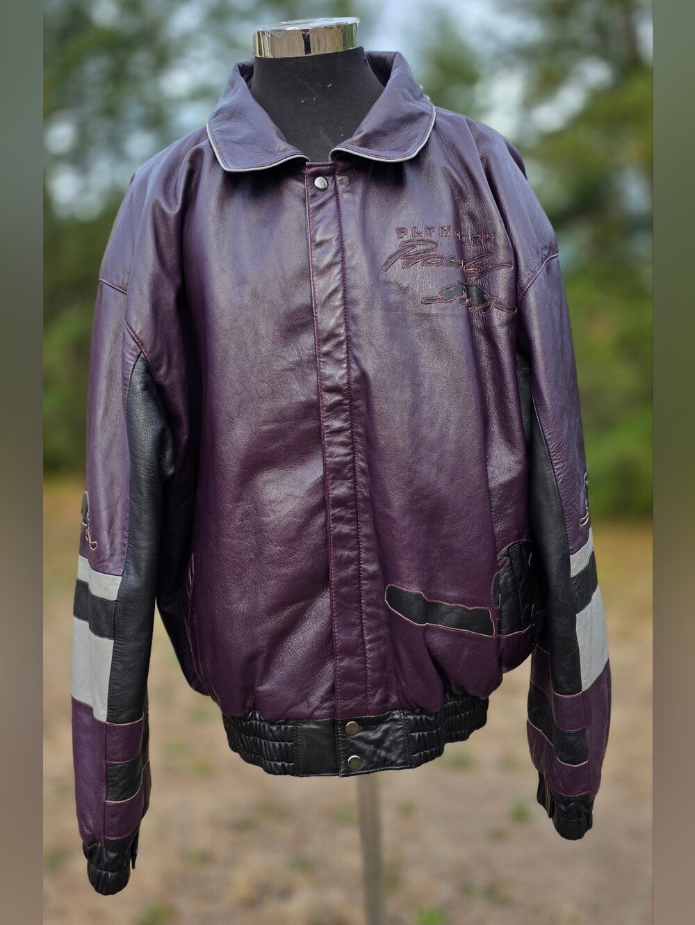 Vintage 90s Plymouth Prowler Leather Jacket Mens Coat 3XL y2k Racing Vntg RARE